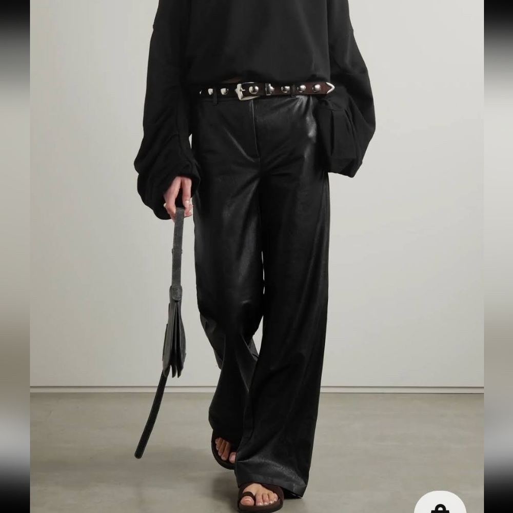 Genuine Leather Wide Lag Pants